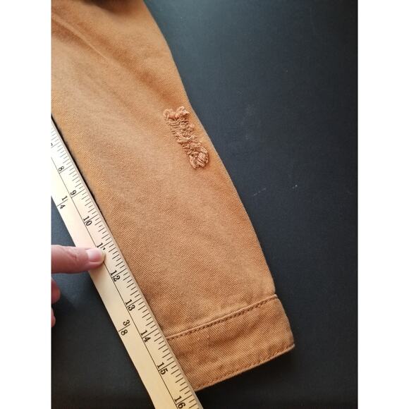 NWT Denim Blvd Los Angeles Women’s Distressed Cropped Jean Jacket Raw Hem Medium - Picture 8 of 10